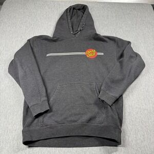 Santa Cruz Sweatshirt Mens Large Dark Charcoal Gray Skate Logo Graphic Hoodie
